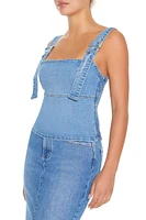 Zip-Up Denim Sleeveless Top