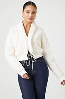 Ruched Tie-Front Puffer Jacket
