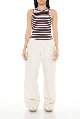 Linen-Blend Wide-Leg Cargo Pants