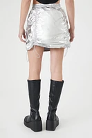 Metallic Drawstring Mini Skirt