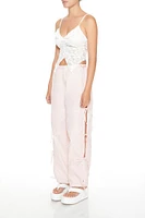 Bow Cutout Parachute Joggers