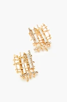 Rhinestone Crosshatch Stud Earrings