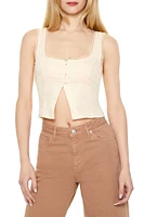 Lace-Trim Split Crop Top