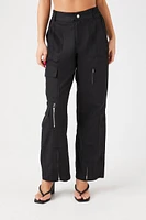 Zipper Wide-Leg Cargo Pants