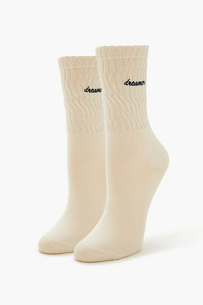 Embroidered Dreamer Crew Socks