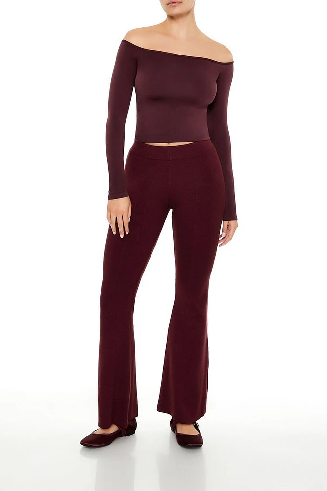Sweater-Knit Mid-Rise Flare Pants