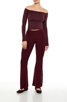 Sweater-Knit Mid-Rise Flare Pants