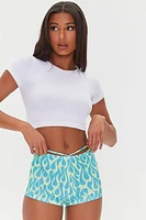 Flame Print Cutout Shorts