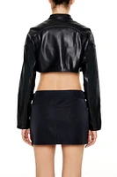 Cropped Faux Leather Moto Jacket