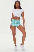 Flame Print Cutout Shorts