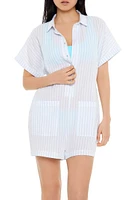 Striped Gauze Swim Cover-Up Romper