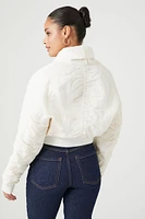 Ruched Tie-Front Puffer Jacket