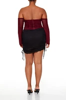 Plus Drawstring Mini Skirt