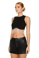 Fringe Sweater-Knit Crop Top