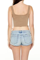 Seamless Lace-Up Cropped Tank Top