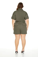 Plus Denim Tie-Waist Romper