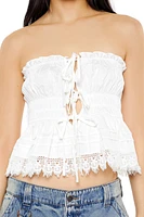 Strapless Cutout Bow Crop Top