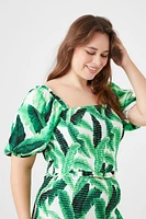 Plus Tropical Leaf Print Top