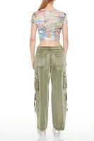 Acid Wash Twill Cargo Pants