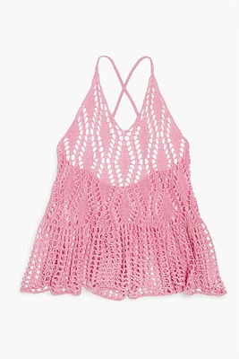 Crochet Swim Cover-Up Mini Dress