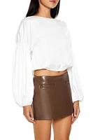 Drop-Sleeve Keyhole Crop Top