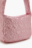 Metallic Heart-Quilted Shoulder Bag