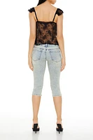 Mineral Wash Low-Rise Capri Jeans