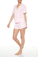 Butterfly Satin Shirt & Shorts Pajama Set