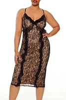 Plus Ruffle Lace Midi Dress