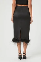 Feather-Trim Maxi Skirt