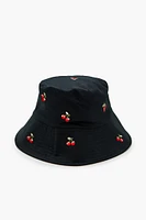 Cherry Embroidered Bucket Hat