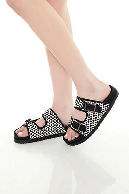 Buckled Colorblock Dual-Strap Sandals