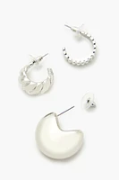 Twisted & Etched Hoop Earring Set