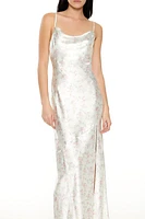 Lace-Trim Floral Maxi Dress