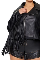 Plus Fringe Moto Jacket