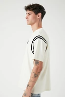 Embroidered EST84 Graphic Varsity-Striped Tee