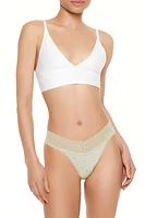 Lace-Trim Floral Thong Panties