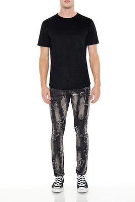 Frayed Cross Skinny Jeans