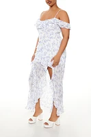 Plus Floral Slit Maxi Dress