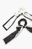 Two-Tone Bow Hair Scrunchie Set