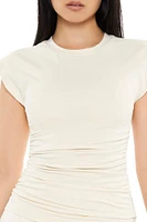 Ruched Cap-Sleeve Cutout Top