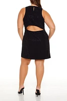 Plus Rhinestone Mini Dress