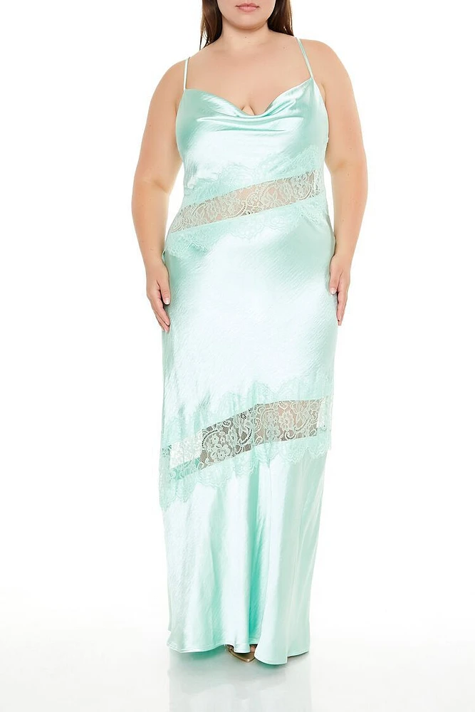 Plus Satin Cowl Maxi Dress