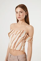 Marble Print Open-Shoulder Top