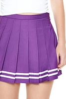 Varsity-Striped Pleated Mini Skirt