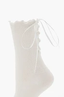 Lace-Up Ribbed Crew Socks