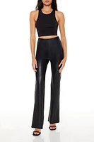 Faux Leather High-Rise Bootcut Pants