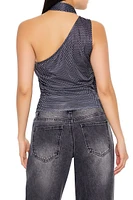 Dotted One-Shoulder Top & Scarf Set