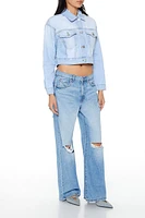 Destroyed Mid-Rise Flare Jeans