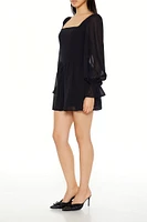 Chiffon Square-Neck Mini Dress